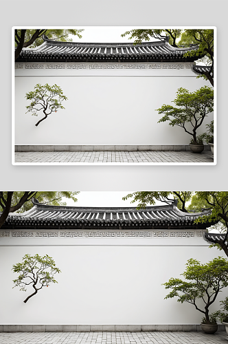 中式庭院白墙空镜元素背景图片