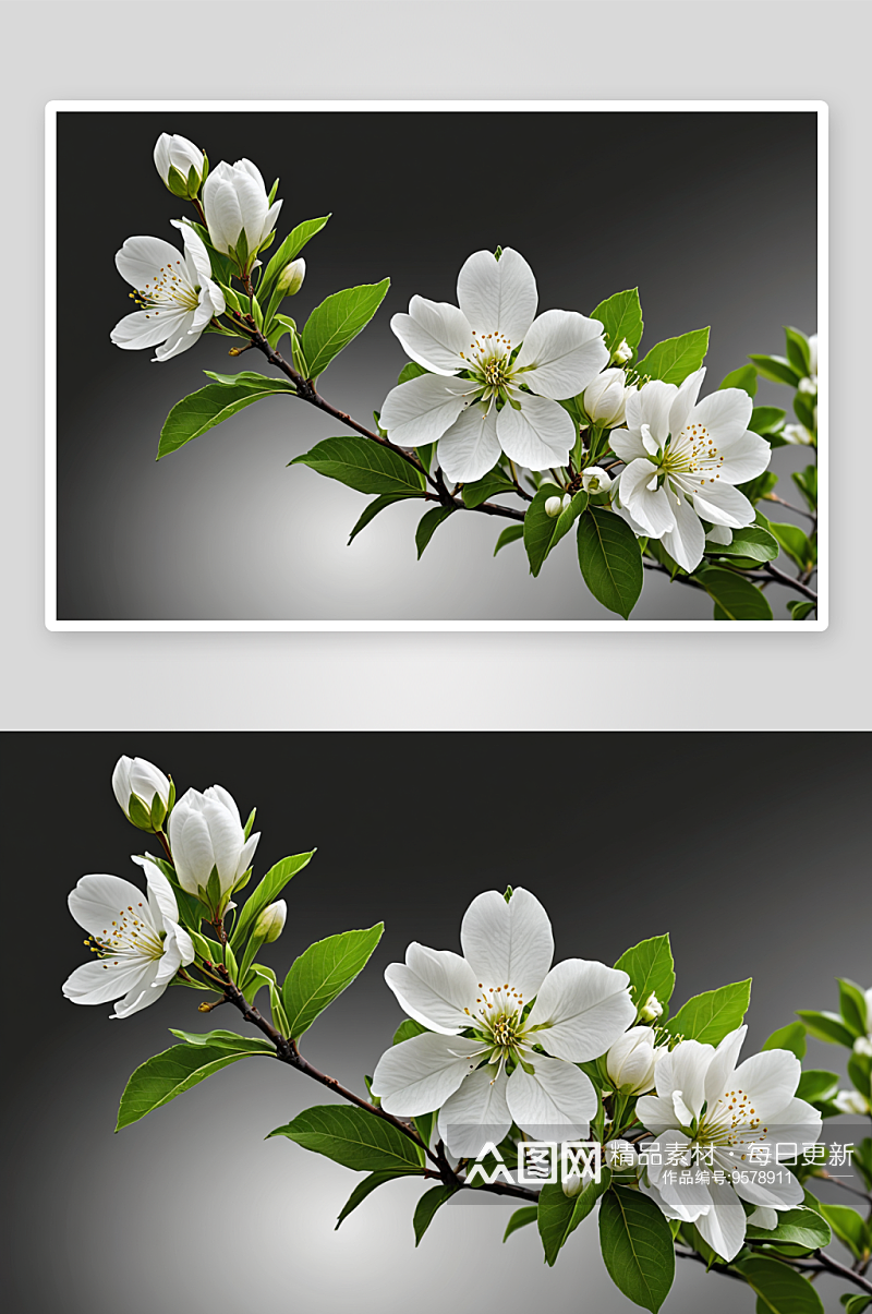 一片白色海棠花盛开图片素材