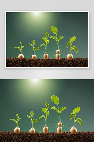 一粒黄豆种子逐渐生长发芽过程图片