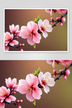 两朵盛开多彩桃花图片