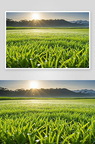 二十四节气图恒春清晨带有露水草坪图片