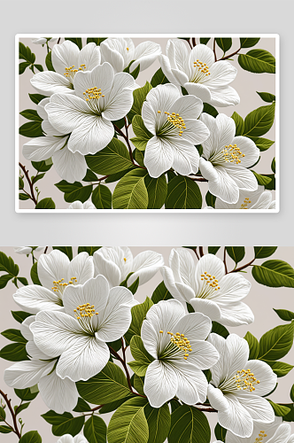 一树白色绣团花图片