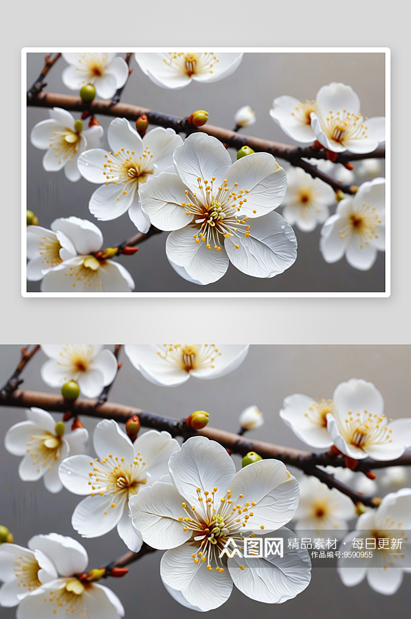 一朵白色梅花特写图片素材