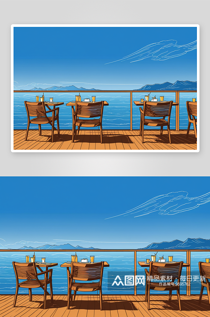 海观景西餐休息高清特写图片素材