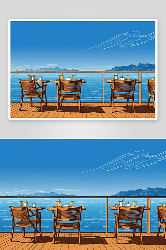海观景西餐休息高清特写图片