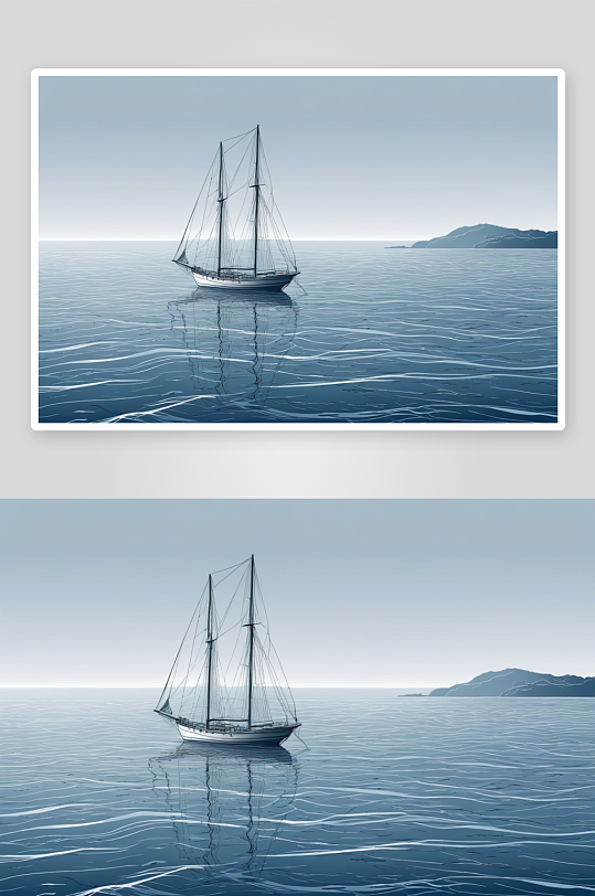 帆船漂浮蓝色海高清特写图片