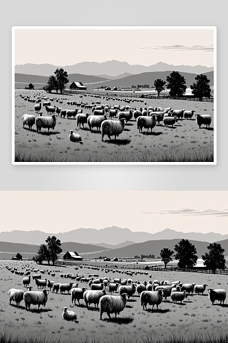 草原牧场羊群图片