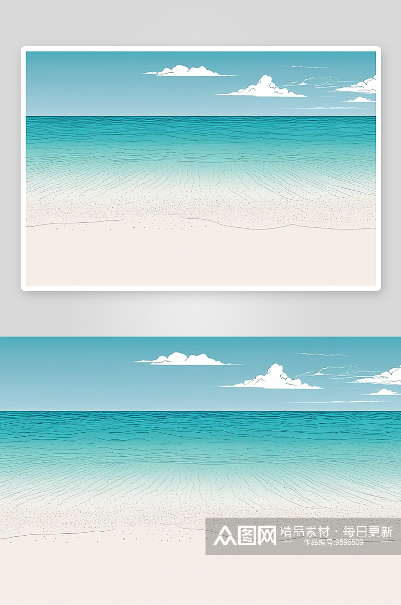 白色沙滩蓝绿色热带海晴朗天空图片素材