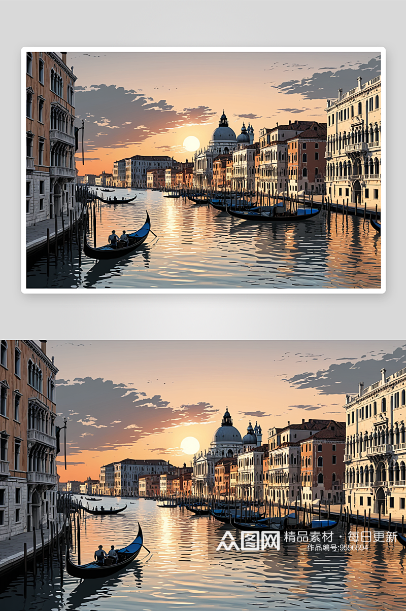 日落时分大运河高清特写图片素材