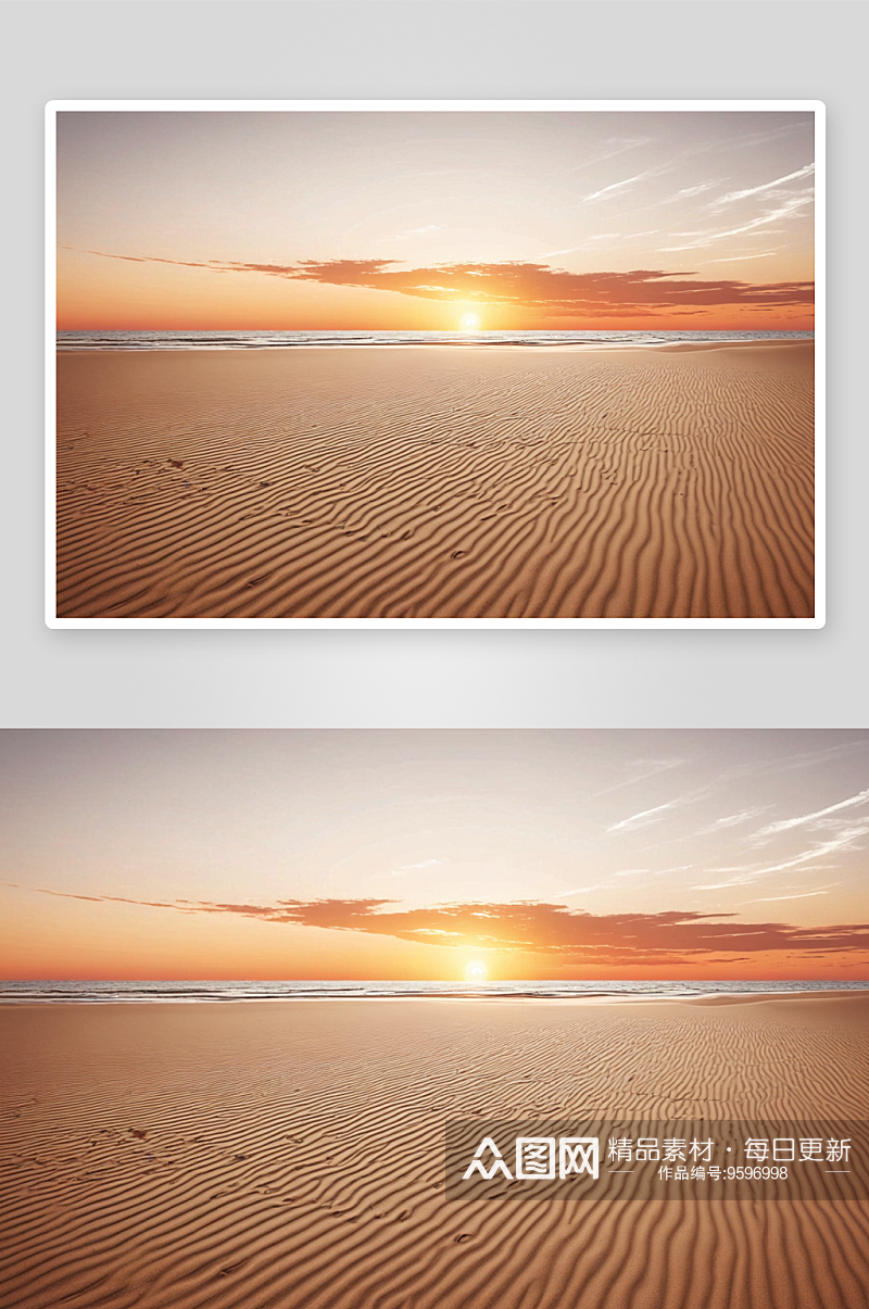 空旷沙滩日落图片素材