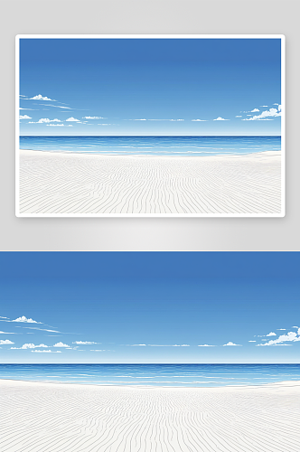空旷白色沙滩大海蓝天背景图片
