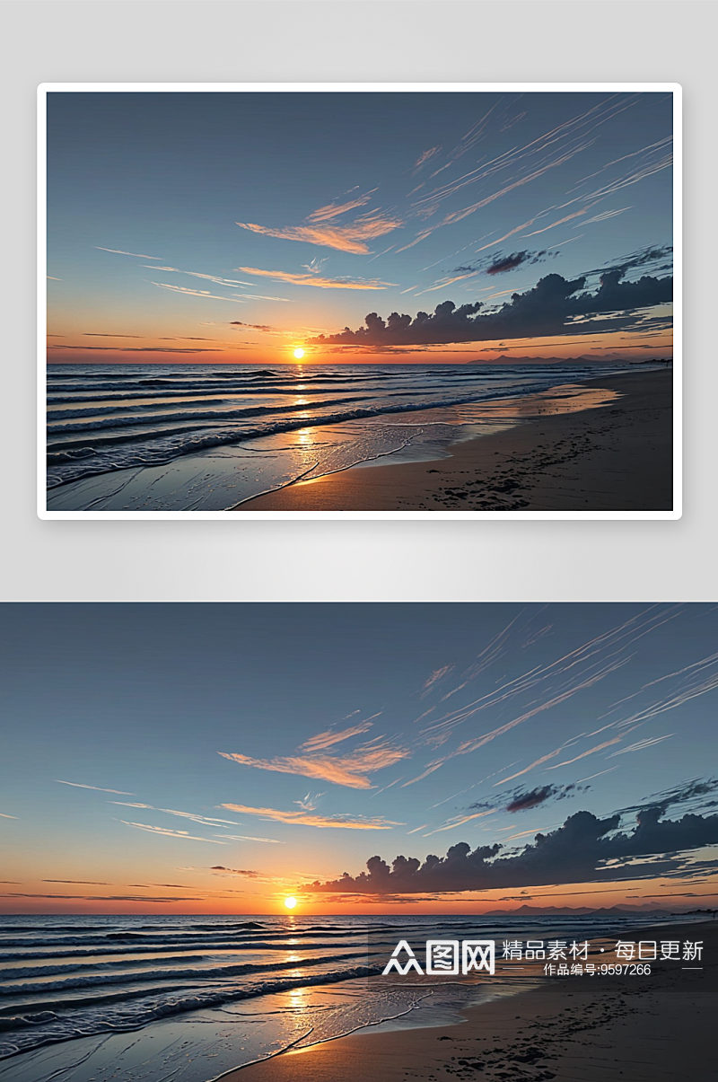 海滩美丽日出日落天空图片素材