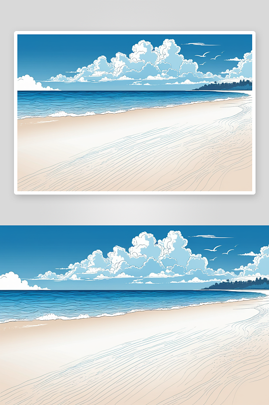 海滩蓝色海洋白云假期假日背景壁纸图片