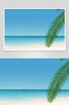 棕榈叶热带海洋背景图片