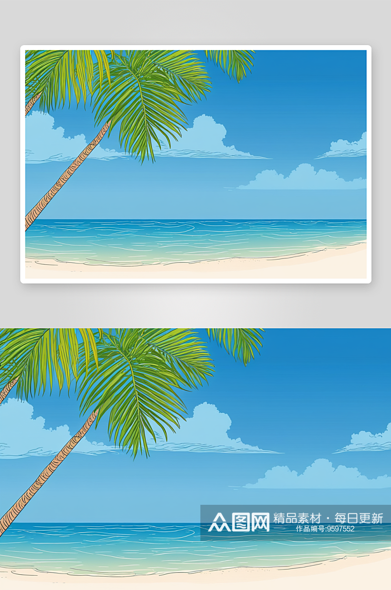 棕榈叶热带海滩背景图片素材