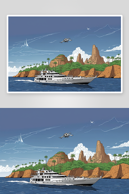 游客坐船前往拍摄星球大战岛高清特写图片
