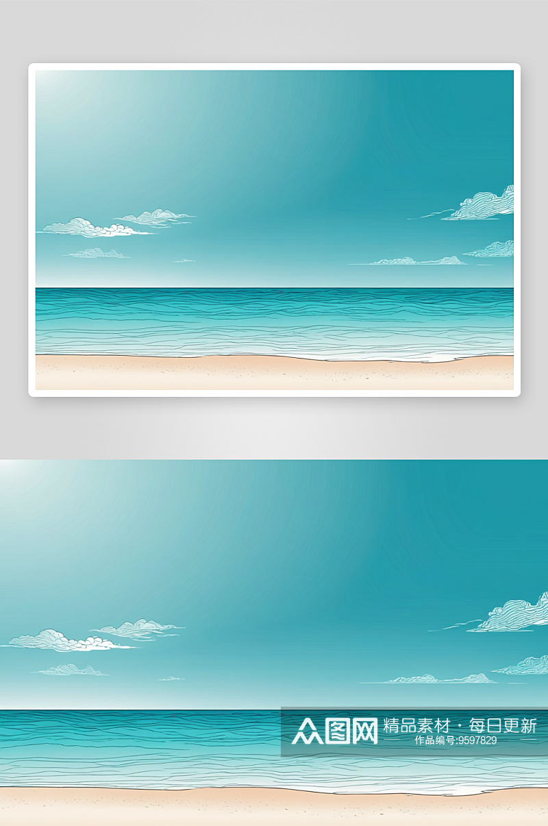 异国情调热带海滩绿松石海晴朗天空背景图片素材