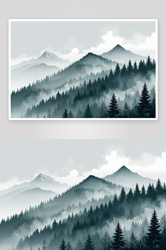 山顶森林薄雾图片