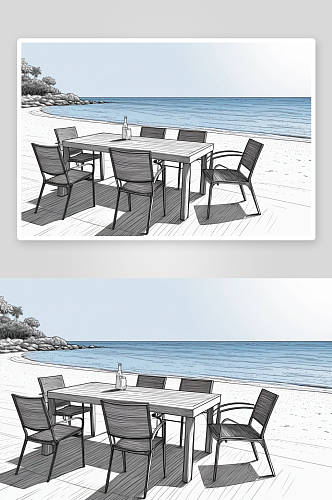 沙滩餐桌椅子图片