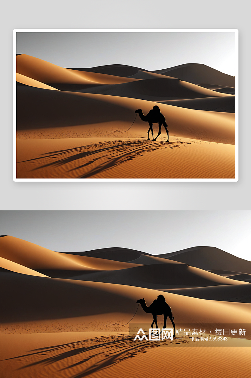 沙漠骆驼光影图片素材