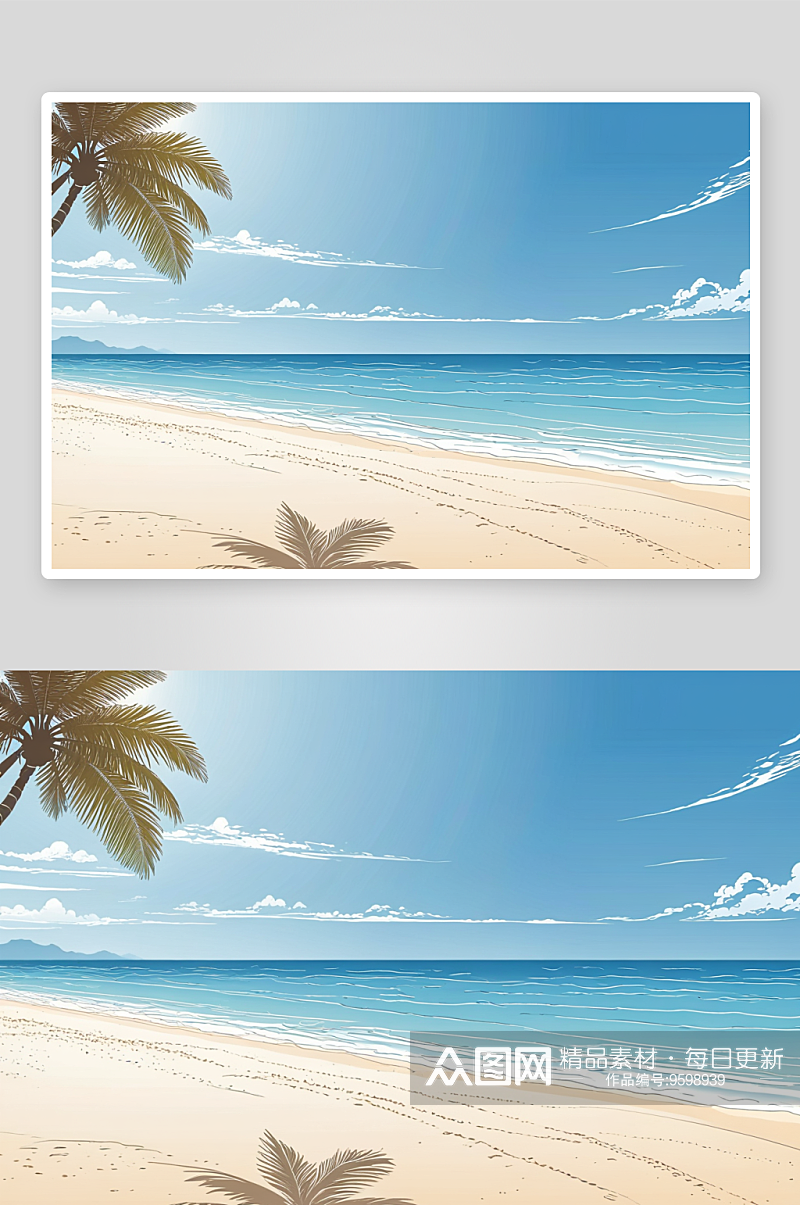 夏日沙滩大海蓝天背景图片素材