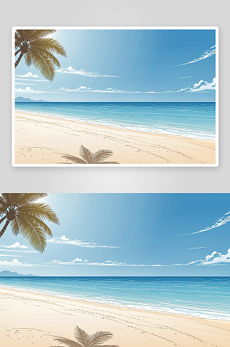 夏日沙滩大海蓝天背景图片