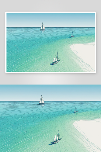 头顶单桅帆船蓝绿色大海中销售图片