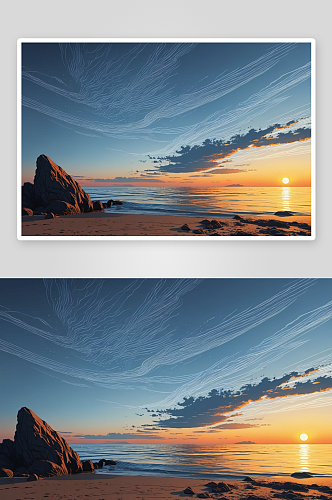 日落期间卡大海对天空美景高清特写图片