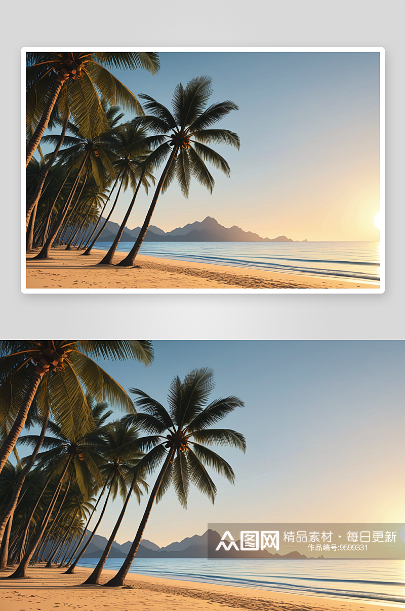 日出时空旷热带海滩图片素材