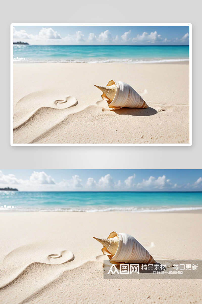 热带海滩海螺壳图片素材