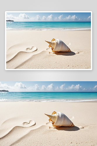 热带海滩海螺壳图片