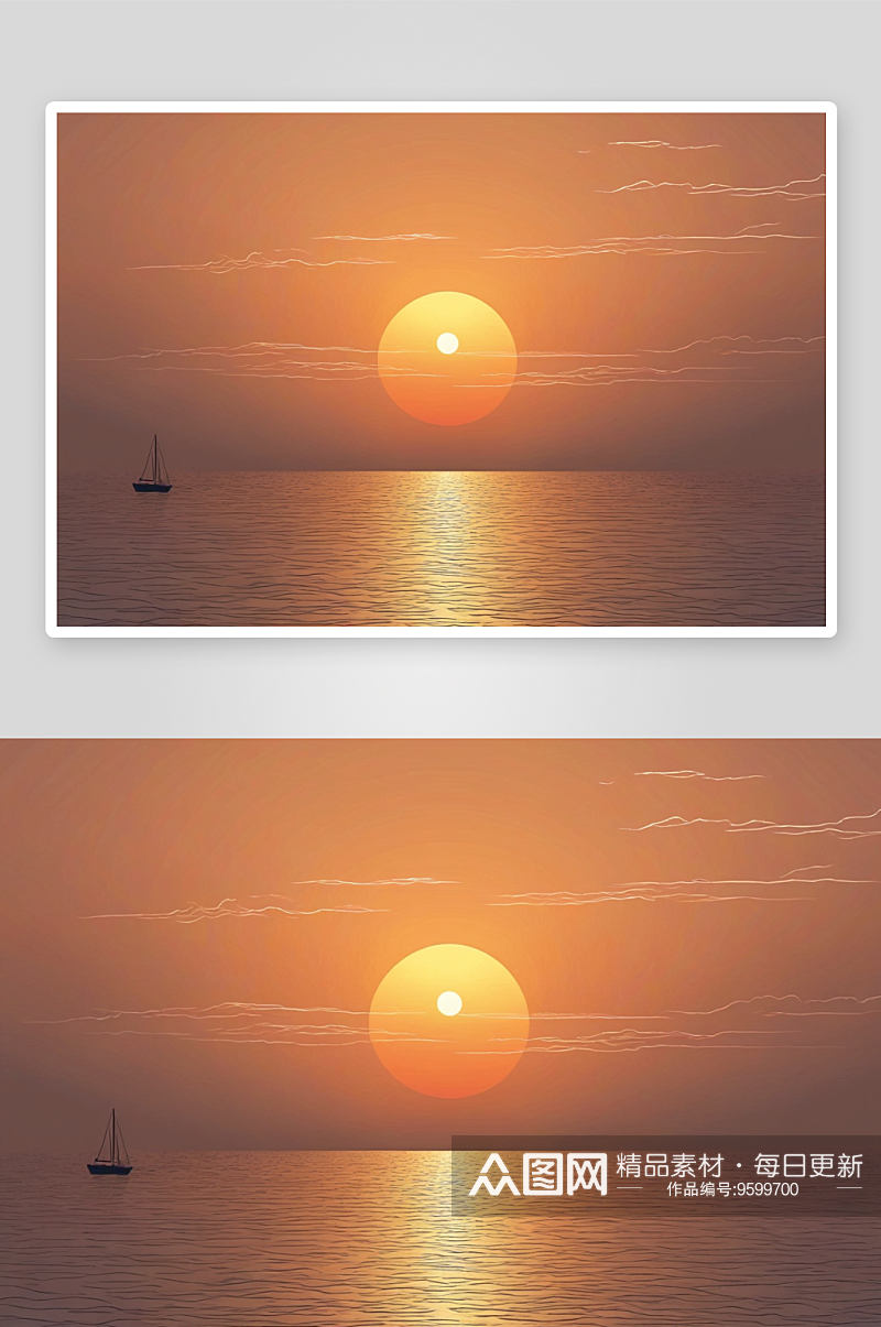 清晨海面日出时分图片素材