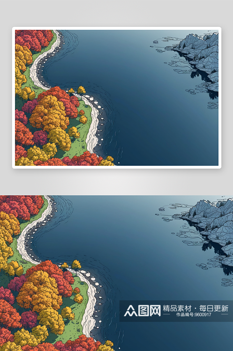 秋季杜鹃湖航拍风景图片素材