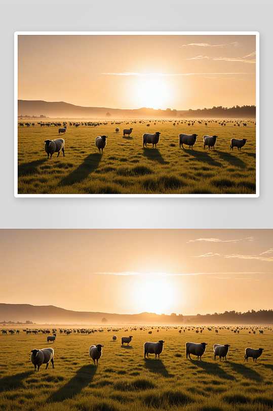 草原牧场羊群图片