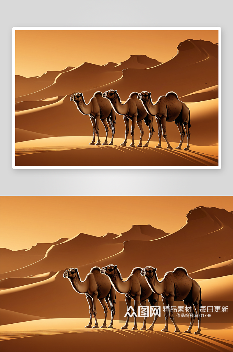 沙漠驼队高清特写图片素材