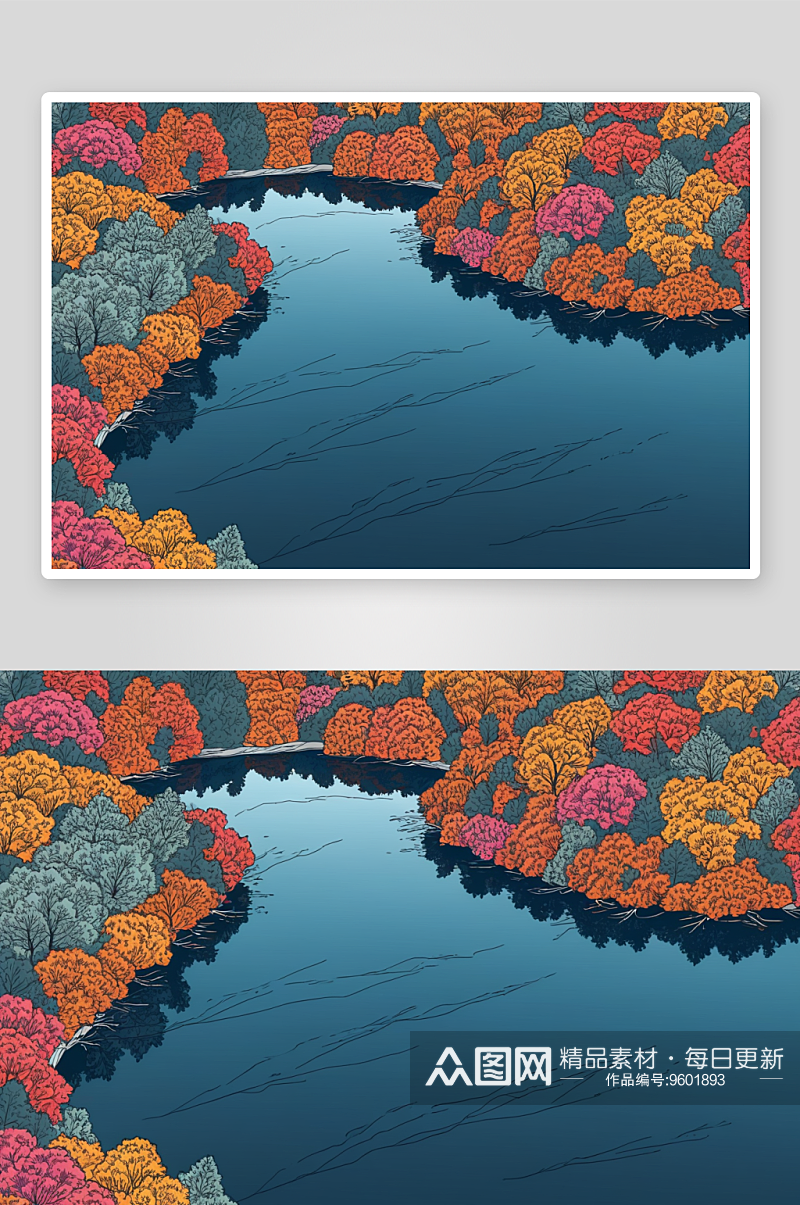 秋季杜鹃湖航拍风景图片素材