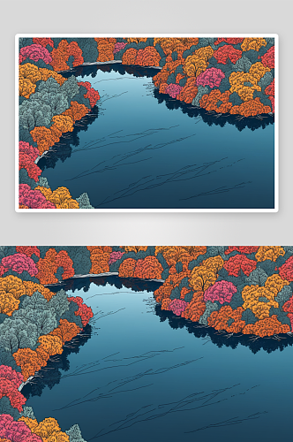 秋季杜鹃湖航拍风景图片