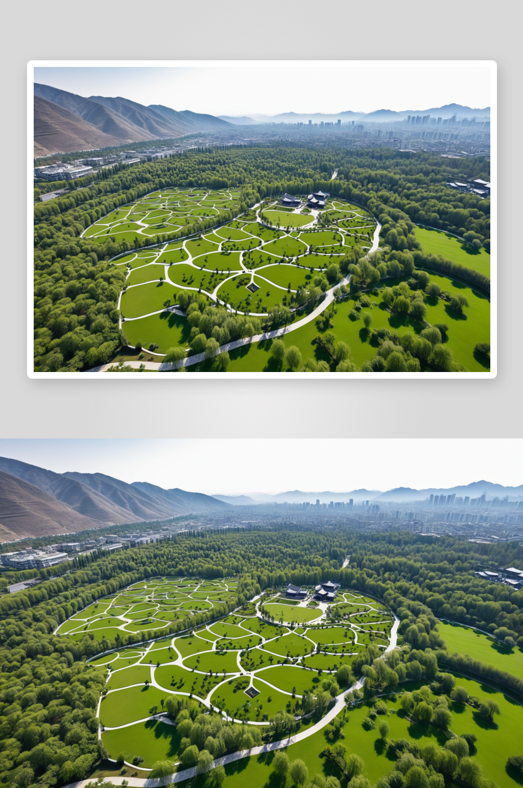航拍春天村茶山公园图片素材