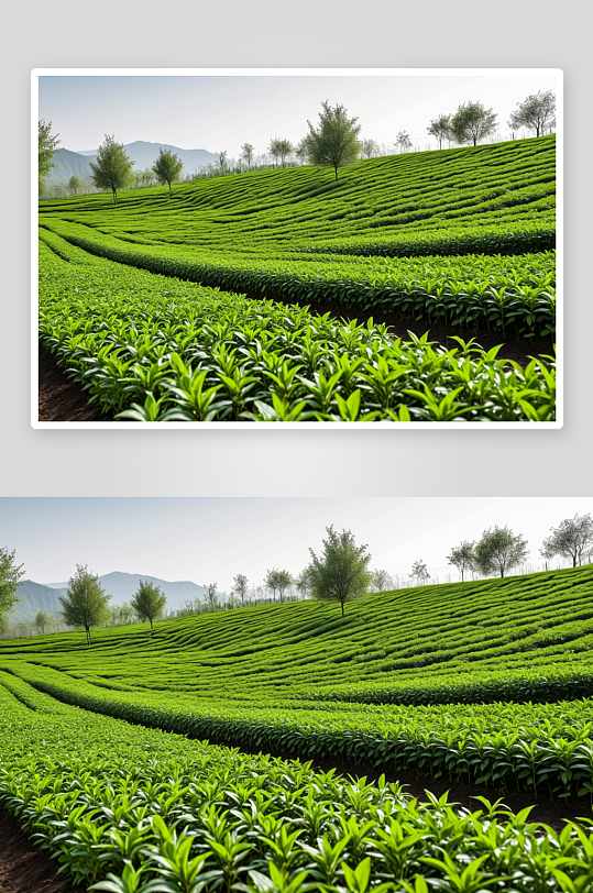 春天里绿色有机生态茶园茶叶嫩芽图片