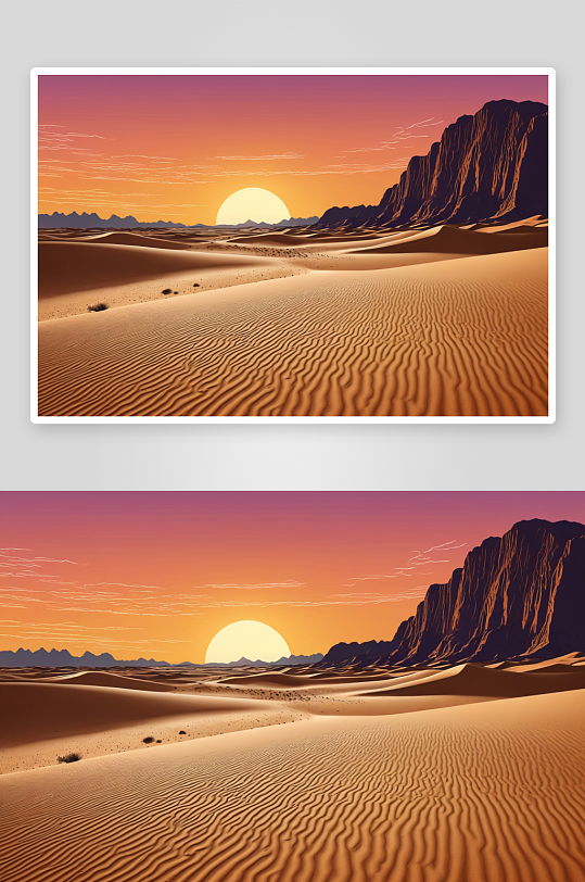 戈壁沙漠日落图片