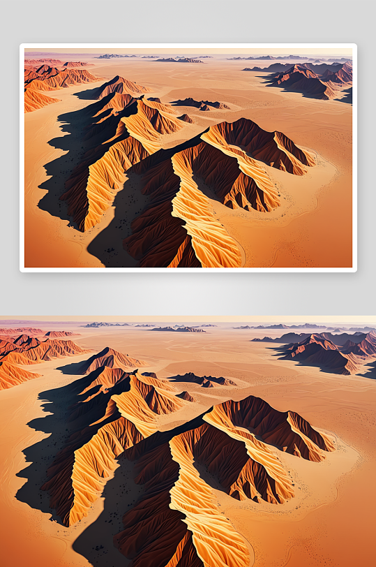 戈壁沙漠火焰山鸟瞰图图片