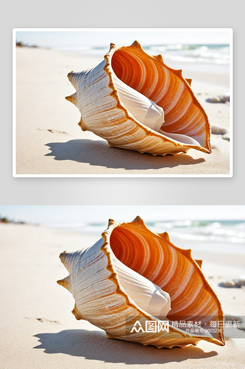 大西洋海滩海螺壳高清特写图片素材