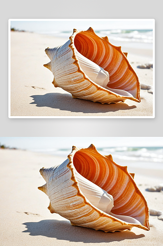 大西洋海滩海螺壳高清特写图片
