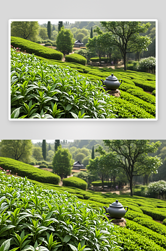 村茶园新芽高清特写图片