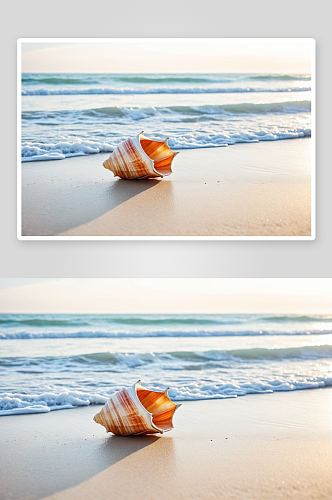 大西洋海滩海螺壳高清特写图片