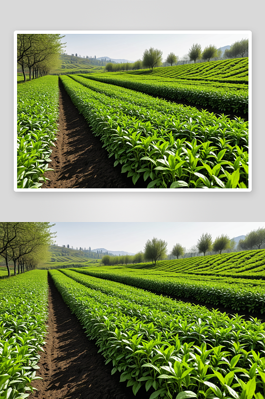 春天里绿色有机生态茶园茶叶嫩芽图片