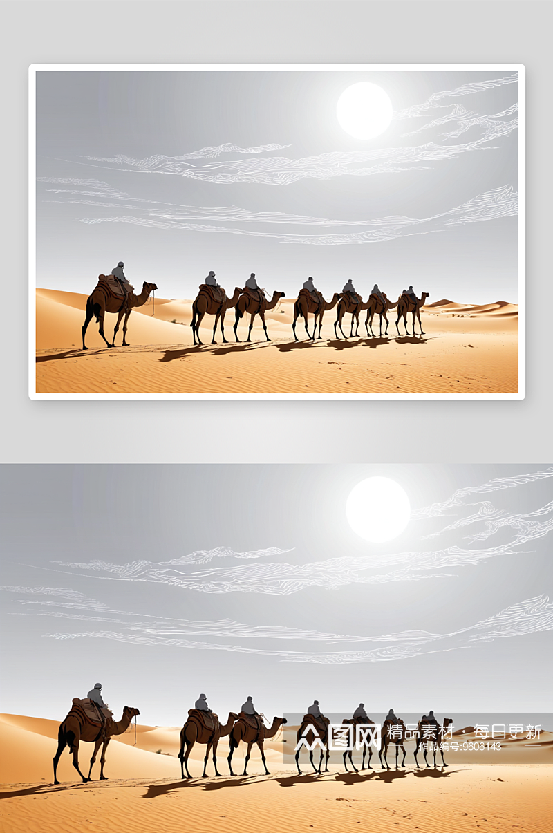 沙漠驼队宝藏寻宝骆驼沙丘荒凉图片素材