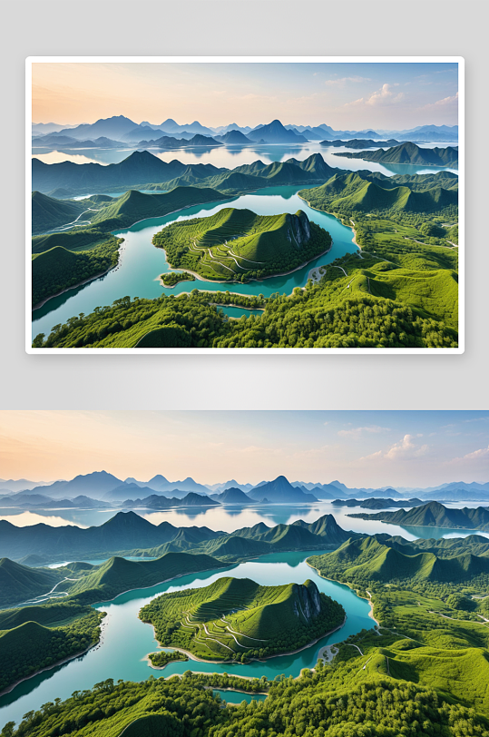 南湾湖茶山自然风光航拍图片