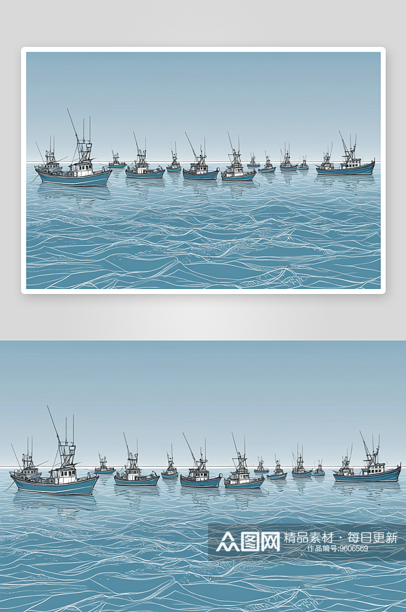 很多小渔船高清特写图片素材