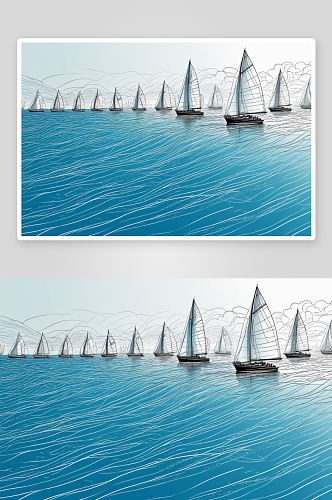 海帆船比赛高清特写图片